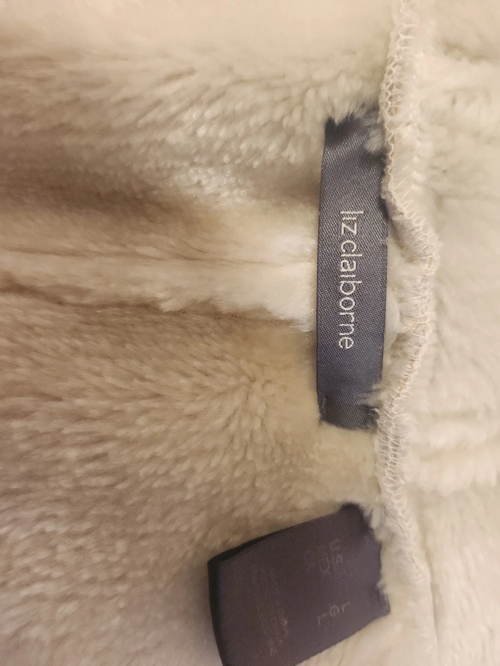 Liz Claiborne Cream Teddy Zip Front Hooded Jacket